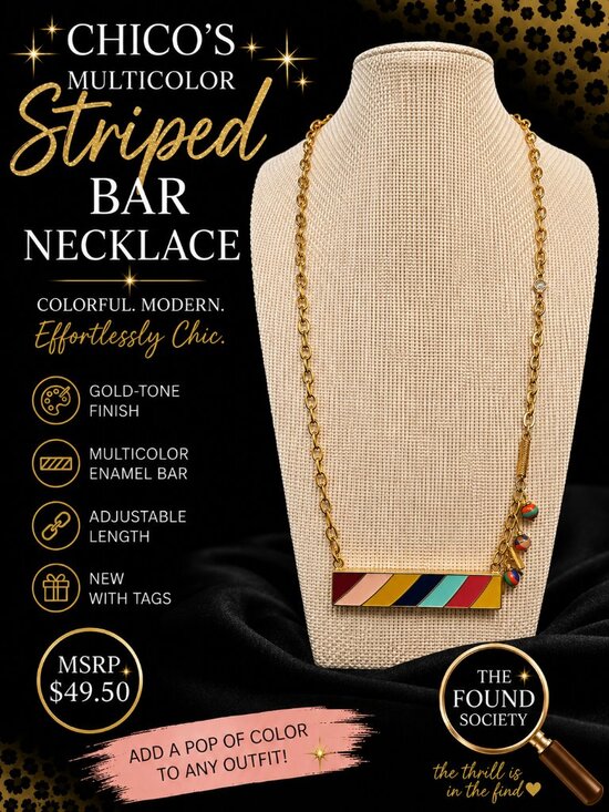 Chicos Jewelry - Chico's NWT Multicolor Striped Bar Necklace